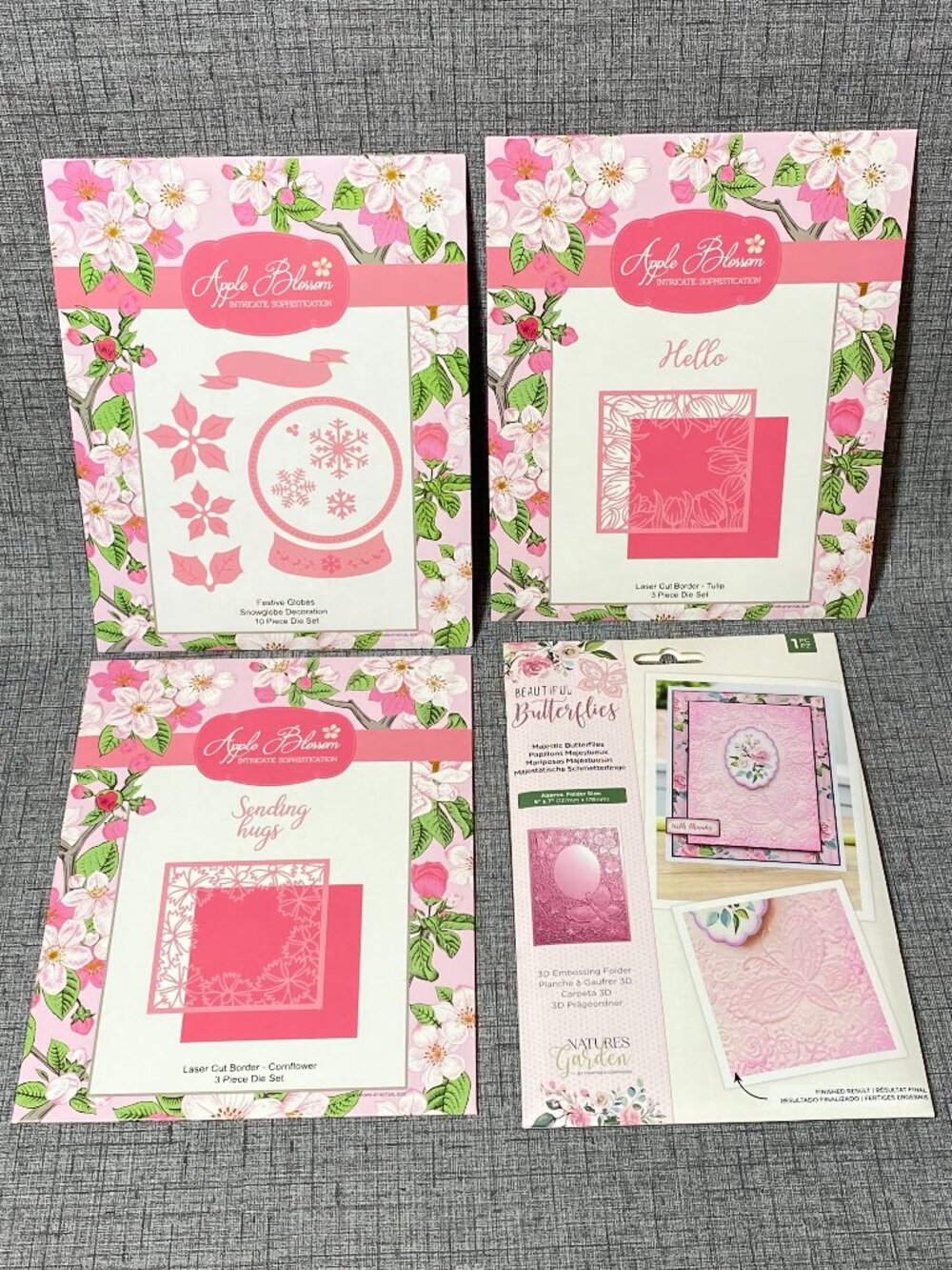 NEW Apple Blossom Crafting Bundle With 3 Die Sets & 1 Embossing Folder 4pc Lot
